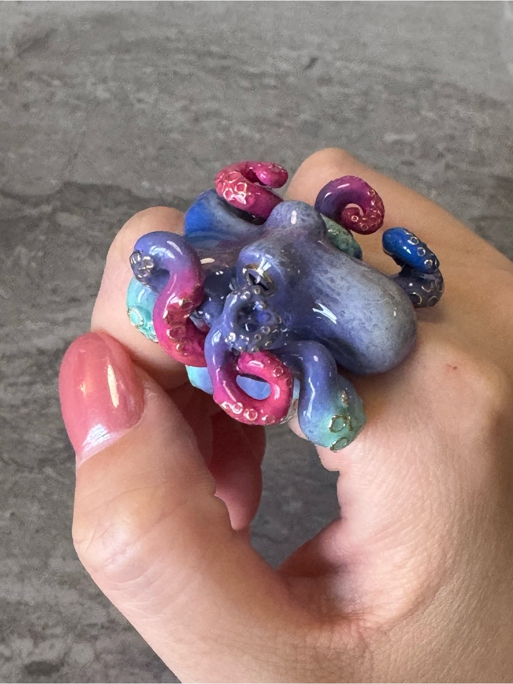 ✨Unique Enamel Octopus Statement Ring Good After Nine - Picture 4 of 5